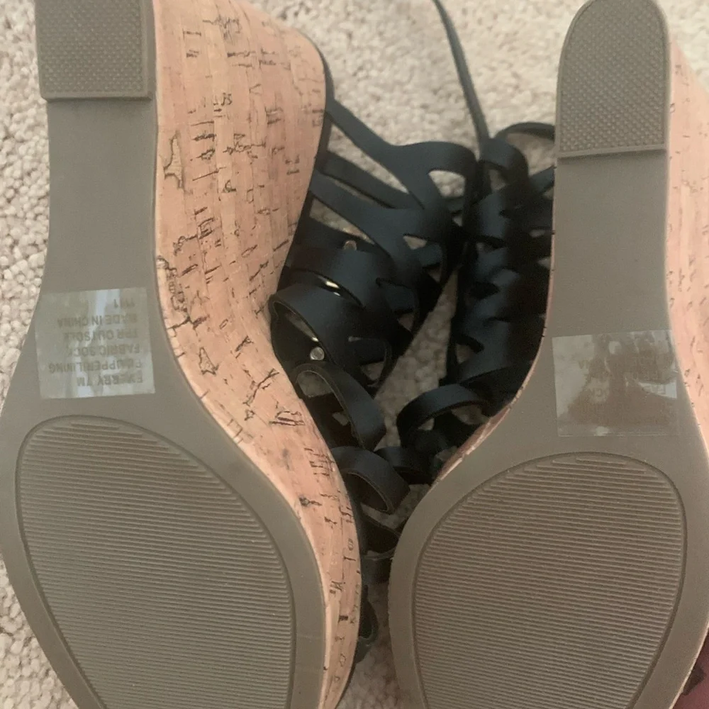 Madden Girl Black Sandals with Gold Accents